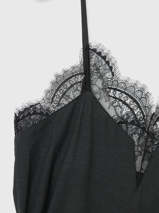 LACE TRIM WOOL DRESS