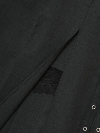 LACE TRIM WOOL DRESS