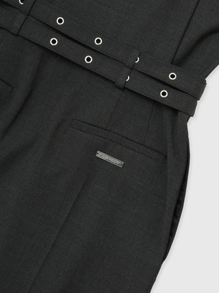 LACE TRIM WOOL DRESS