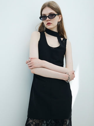 TIE NECK MINI DRESS