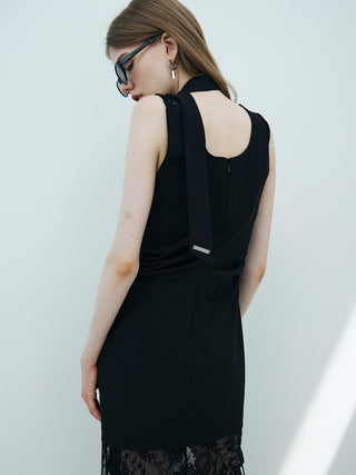 TIE NECK MINI DRESS