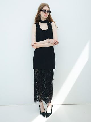 TIE NECK MINI DRESS