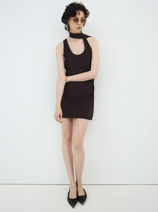 TIE NECK MINI DRESS