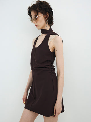TIE NECK MINI DRESS