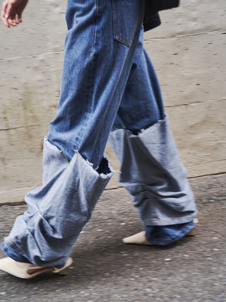 HEM LAYERED DENIM PANTS