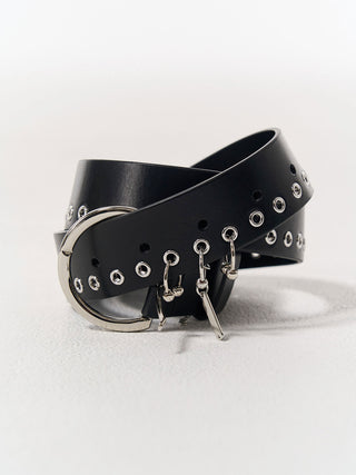 EYELETS LEATHER BELT