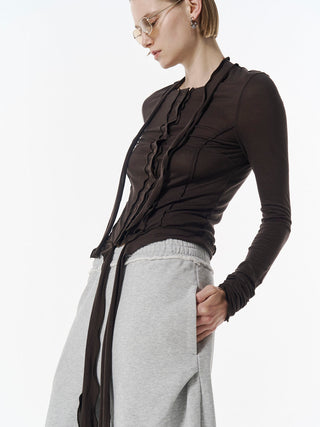 SHEER CUT TIE CARDIGAN