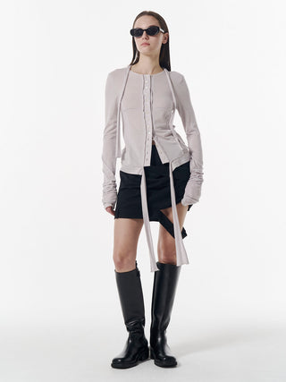 SHEER CUT TIE CARDIGAN
