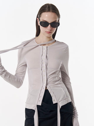 SHEER CUT TIE CARDIGAN