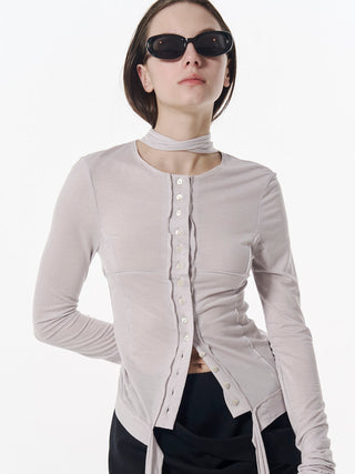 SHEER CUT TIE CARDIGAN