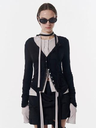 SHEER CUT TIE CARDIGAN