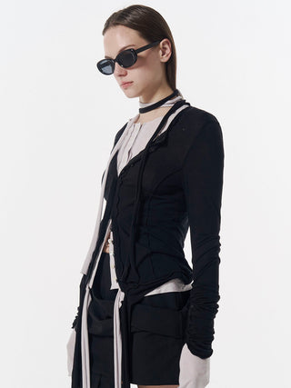 SHEER CUT TIE CARDIGAN