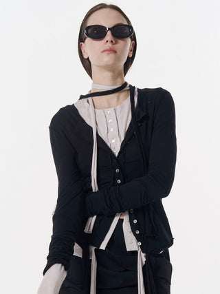 SHEER CUT TIE CARDIGAN