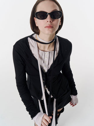 SHEER CUT TIE CARDIGAN