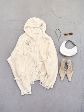 【1月上旬/2月下旬発送予定】DAMAGE KNIT CARDIGAN