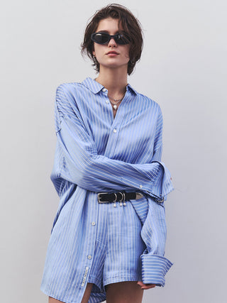 JOSEMOON SATIN STRIPE SHIRT