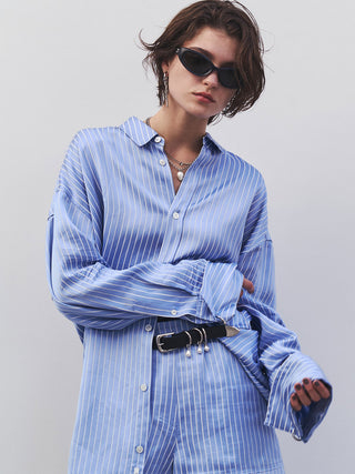 JOSEMOON SATIN STRIPE SHIRT