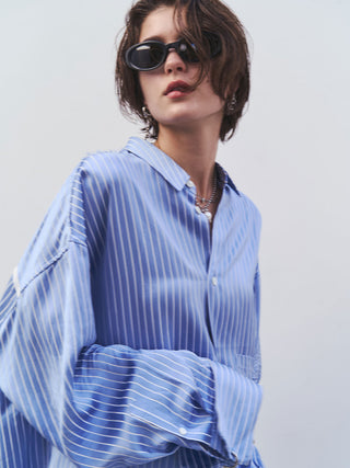JOSEMOON SATIN STRIPE SHIRT