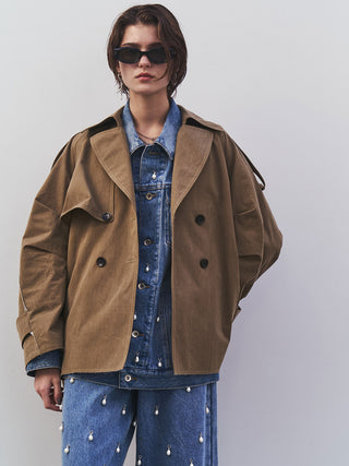 OVER DENIM JACKET with PEARL