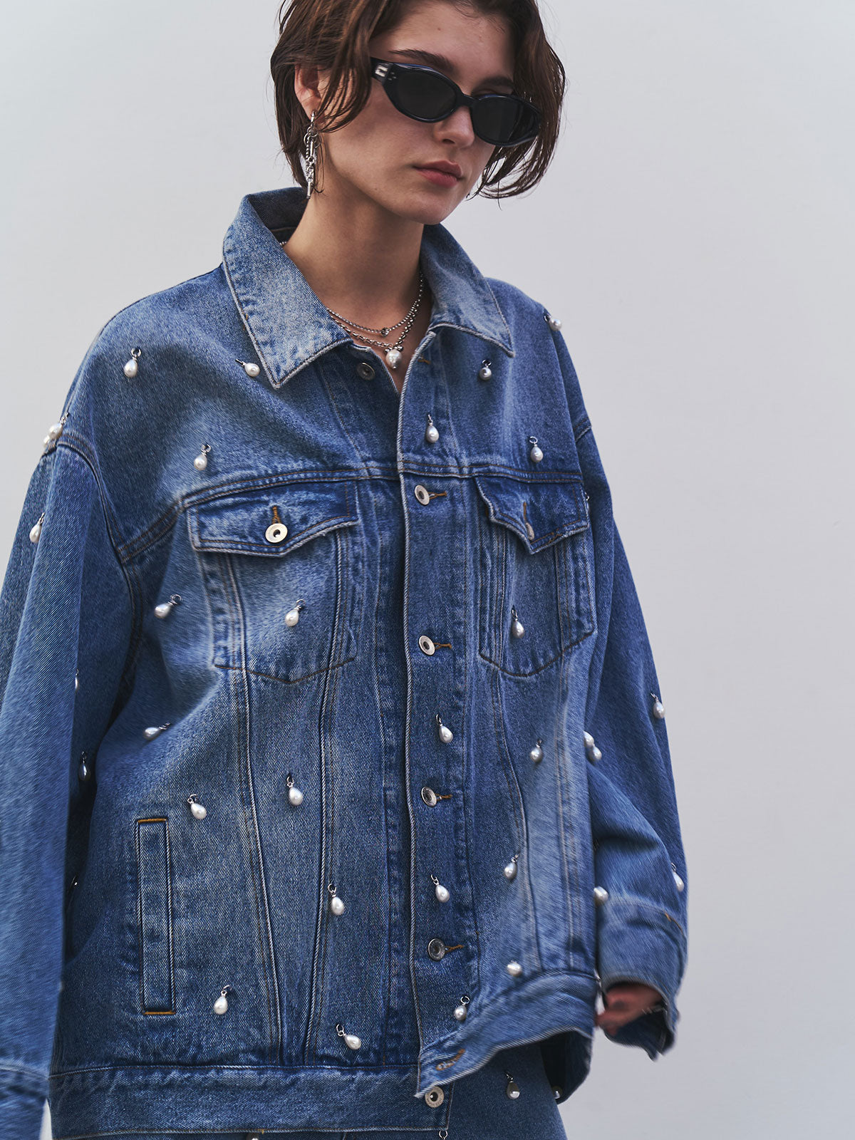 OVER DENIM JACKET with PEARL – JOSEMOON