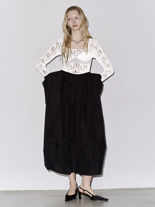 COWL TUCK LACE DRESS