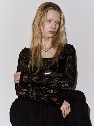 COWL TUCK LACE DRESS