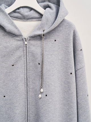 EYELET OVER HOODIE