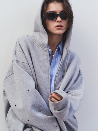 EYELET OVER HOODIE