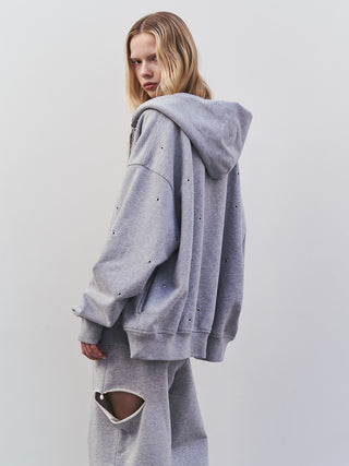 EYELET OVER HOODIE