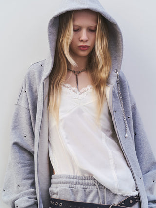 EYELET OVER HOODIE