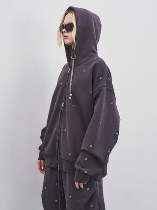 EYELET OVER HOODIE