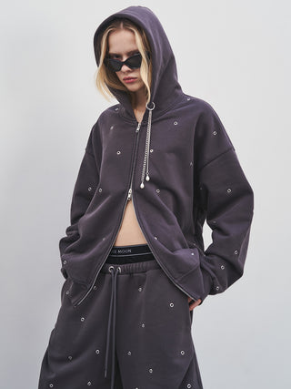 EYELET OVER HOODIE