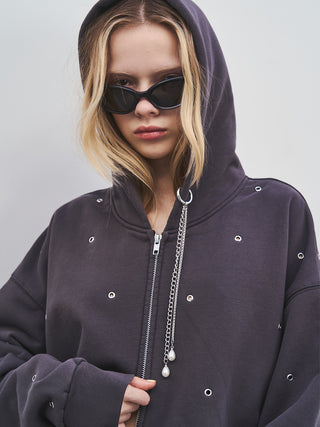 EYELET OVER HOODIE