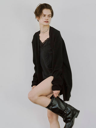 PLATE VNECK OVER CARDIGAN