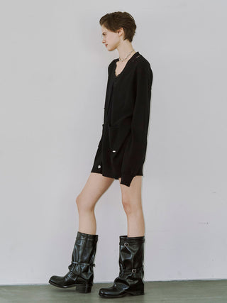 PLATE VNECK OVER CARDIGAN