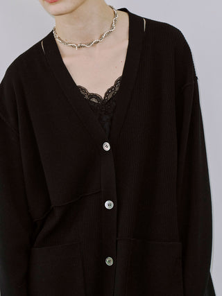 PLATE VNECK OVER CARDIGAN