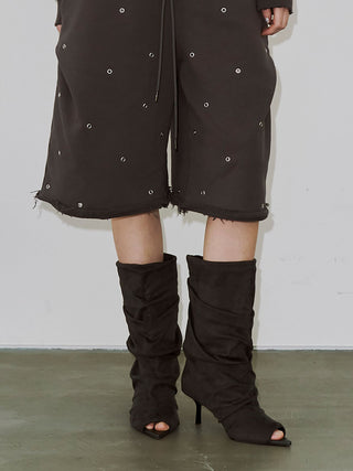 GATHERED OPEN TOE BOOTS