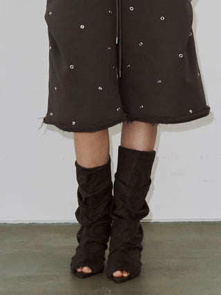 GATHERED OPEN TOE BOOTS