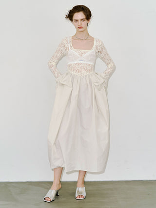 【PRE ORDER】COWL TUCK LACE DRESS