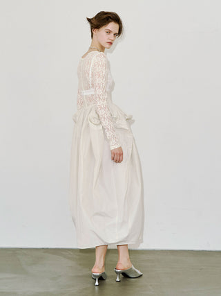 【PRE ORDER】COWL TUCK LACE DRESS