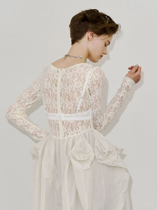 【PRE ORDER】COWL TUCK LACE DRESS