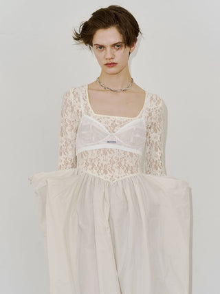 【PRE ORDER】COWL TUCK LACE DRESS