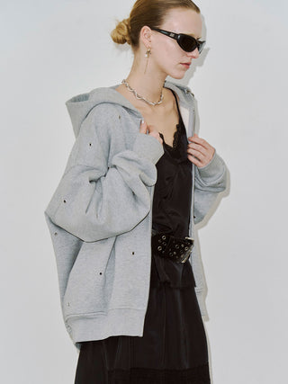 EYELET OVER HOODIE