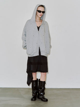 EYELET OVER HOODIE