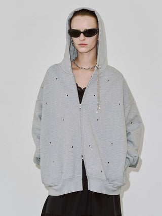EYELET OVER HOODIE