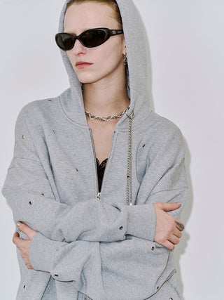 EYELET OVER HOODIE