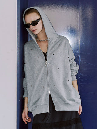 EYELET OVER HOODIE