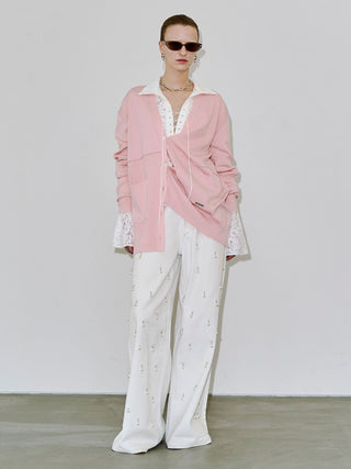 WIDE DENIM PANTS with PEARL