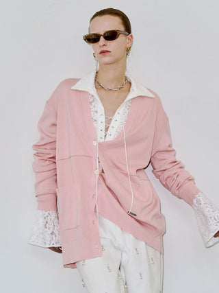 PLATE VNECK OVER CARDIGAN