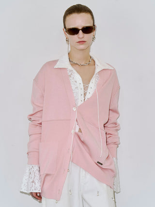 PLATE VNECK OVER CARDIGAN